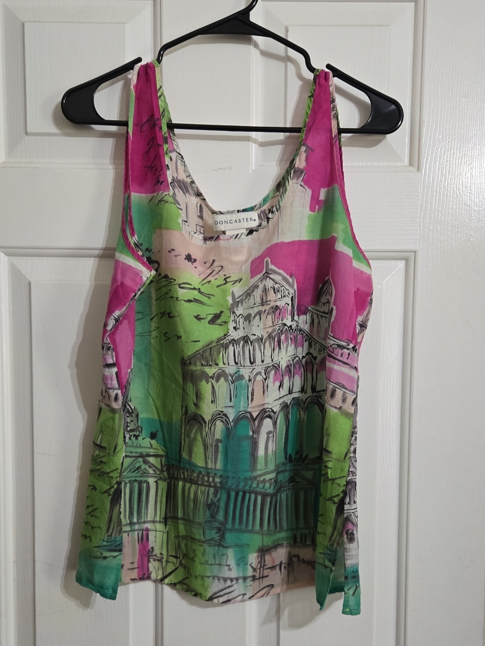 Doncaster Pink and Green Printed Silk-Blend Camisole